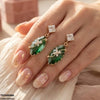 Square/Marquise Drop Zircon Earrings