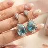 Flower/Double Tear Drop Zircon Earrings