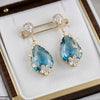 Flower/Double Tear Drop Zircon Earrings