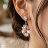 Flower/Double Tear Drop Zircon Earrings