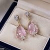 Flower/Double Tear Drop Zircon Earrings