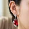 Flower/Double Tear Drop Zircon Earrings