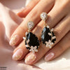 Flower/Double Tear Drop Zircon Earrings