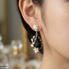 Flower/Double Tear Drop Zircon Earrings