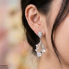Flower/Double Tear Drop Zircon Earrings