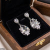 Flower/Double Tear Drop Zircon Earrings
