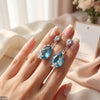 Flower/Double Tear Drop Zircon Earrings