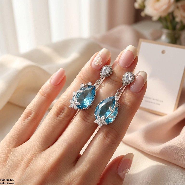 Flower/Double Tear Drop Zircon Earrings