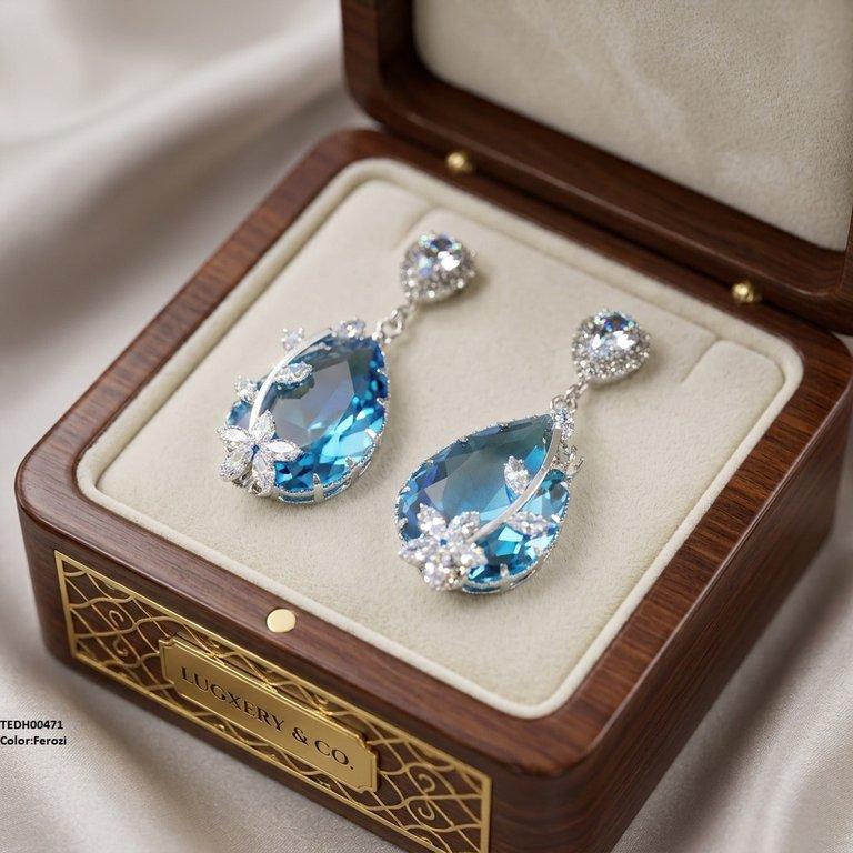 Flower/Double Tear Drop Zircon Earrings