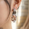 Flower/Double Tear Drop Zircon Earrings