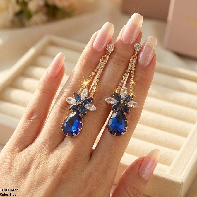 Flower/Tear Drop Zircon Earrings