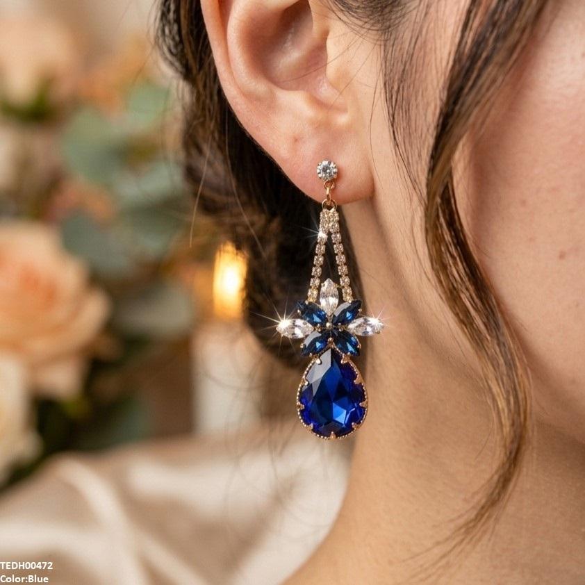 Flower/Tear Drop Zircon Earrings