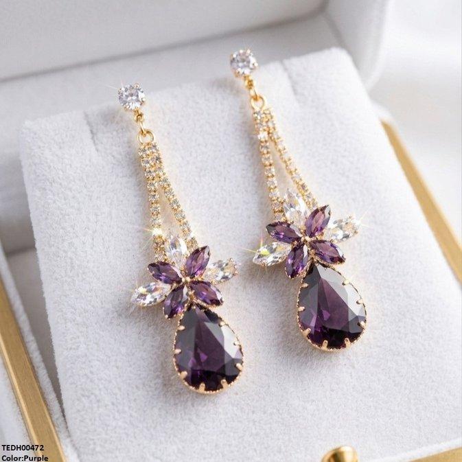 Flower/Tear Drop Zircon Earrings