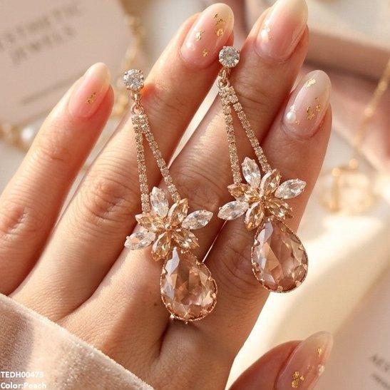 Flower/Tear Drop Zircon Earrings