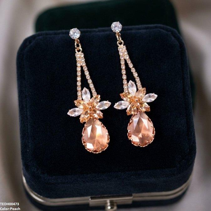 Flower/Tear Drop Zircon Earrings