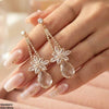 Flower/Tear Drop Zircon Earrings