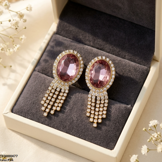 Oval Layered Drop Earrings