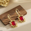 Square Stone Drop Zircon Earrings