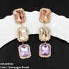 Cubic Rectangle Teardrop Earrings Pair