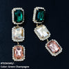 Cubic Rectangle Teardrop Earrings Pair