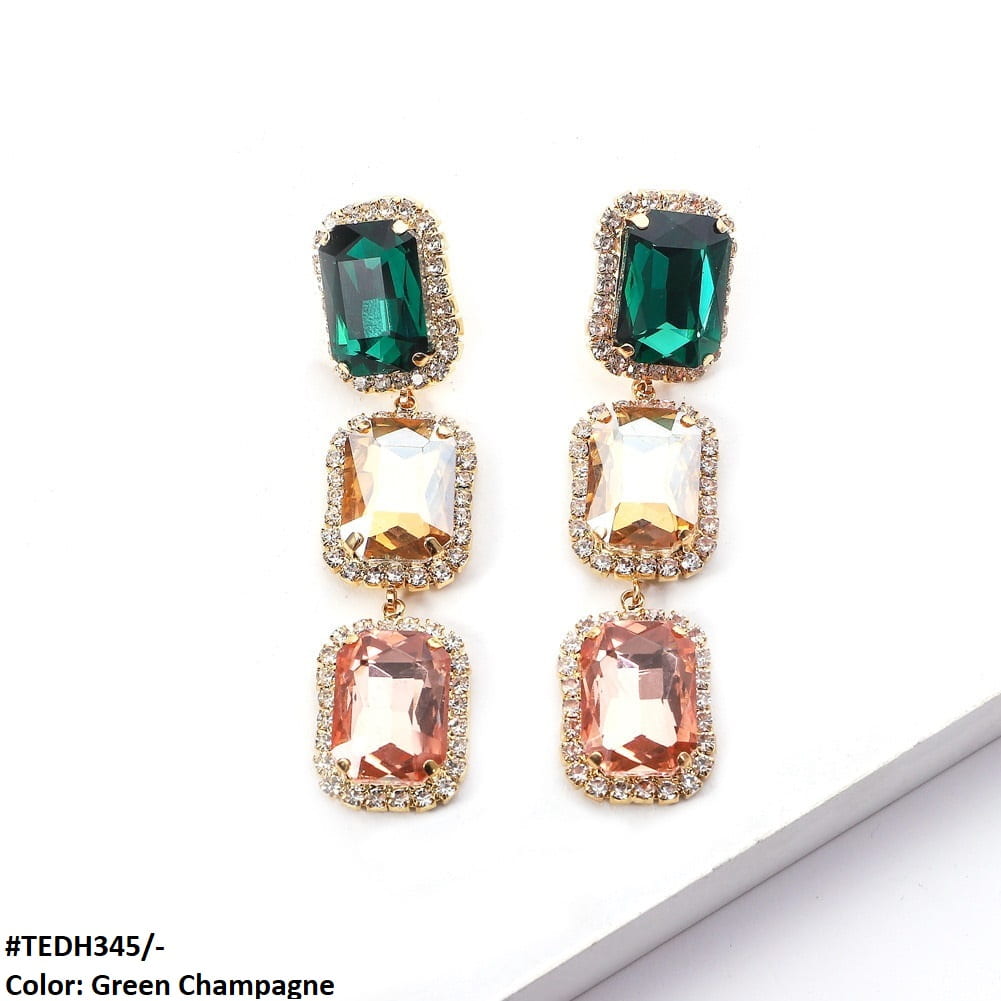 Cubic Rectangle Teardrop Earrings Pair