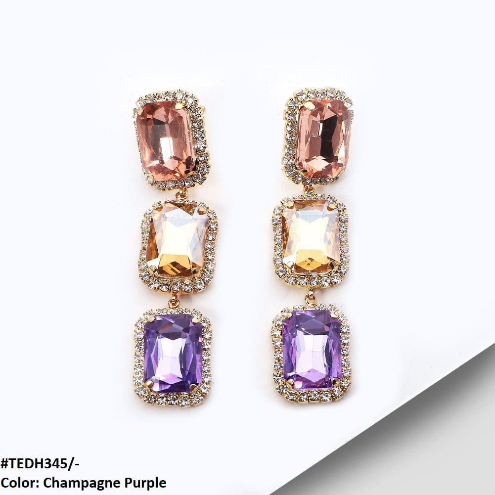 Cubic Rectangle Teardrop Earrings Pair