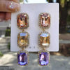 Cubic Rectangle Teardrop Earrings Pair