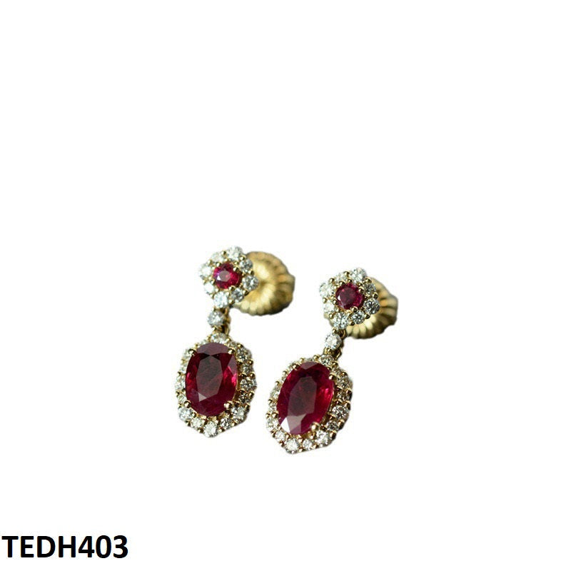 Oval/Flower Drop Zircon Earrings