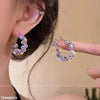 Square Stone Hoops Pair