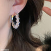 Square Stone Hoops Pair