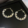 Square Stone Hoops Pair