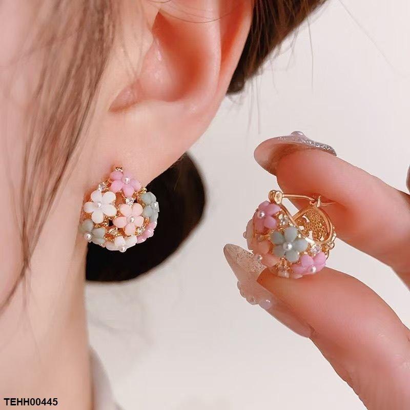 Flower Ear Hoops Pair