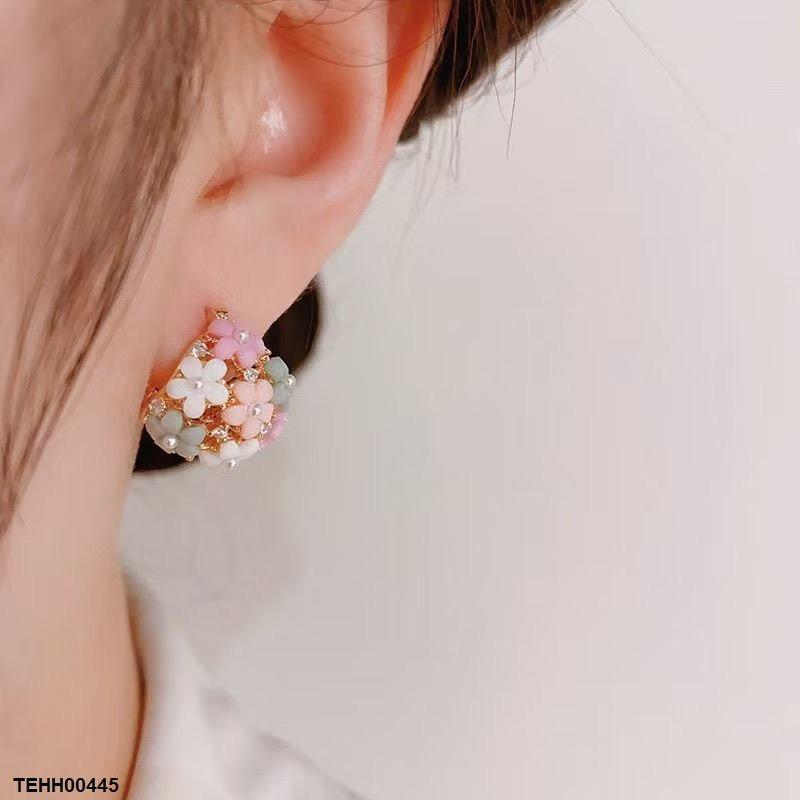 Flower Ear Hoops Pair