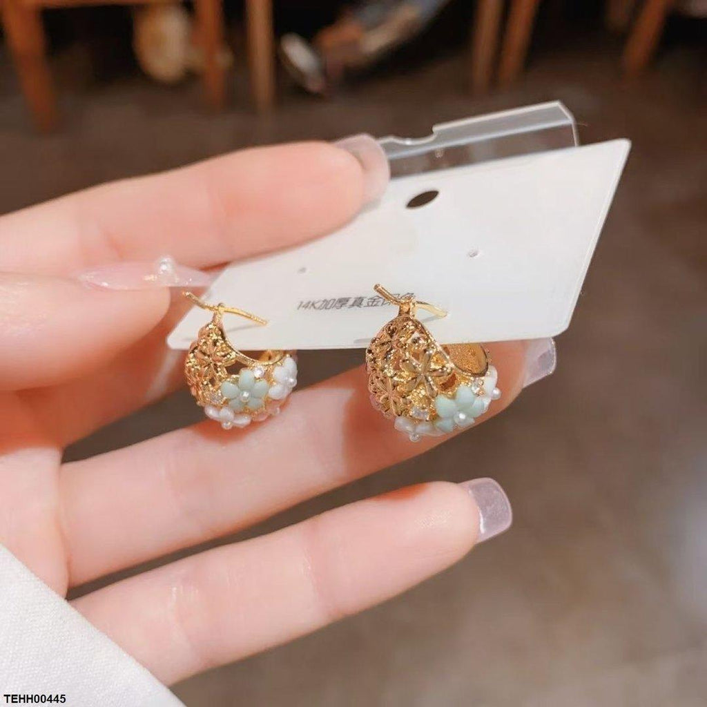 Flower Ear Hoops Pair