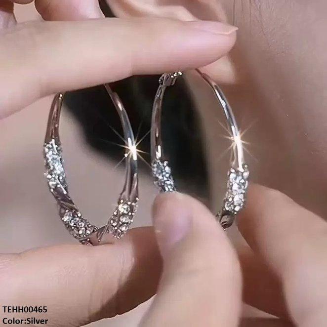 Crystal Round Drop Hoops Pair