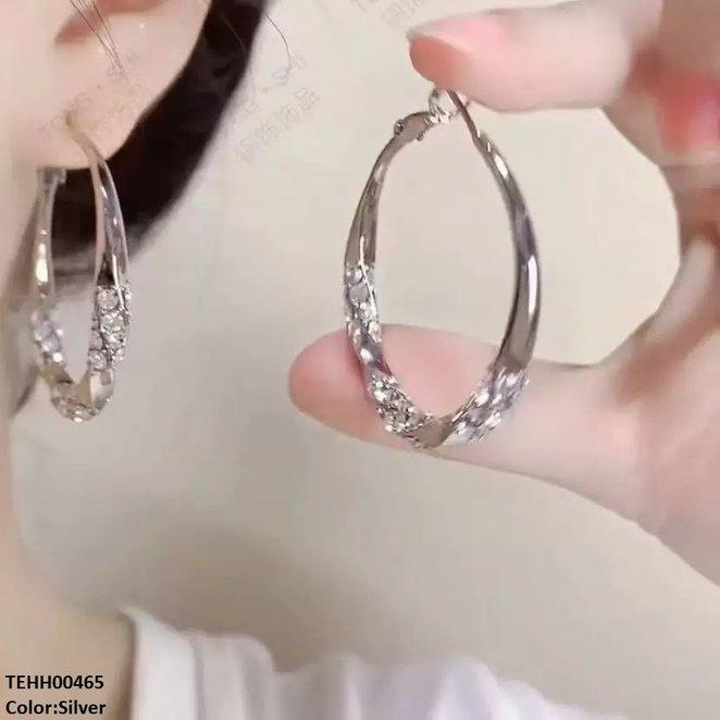 Crystal Round Drop Hoops Pair