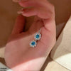 Oval Flower Zircon Hoops Pair