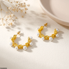 Stainless Steel C Shape Pearl Hoops Pair