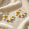 Stainless Steel C Shape Pearl Hoops Pair