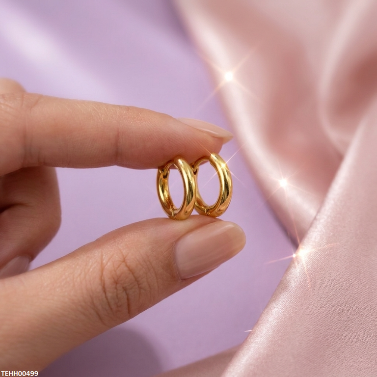 Round Stainless Steel Ear Hoops Pair
