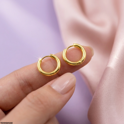 Round Stainless Steel Ear Hoops Pair