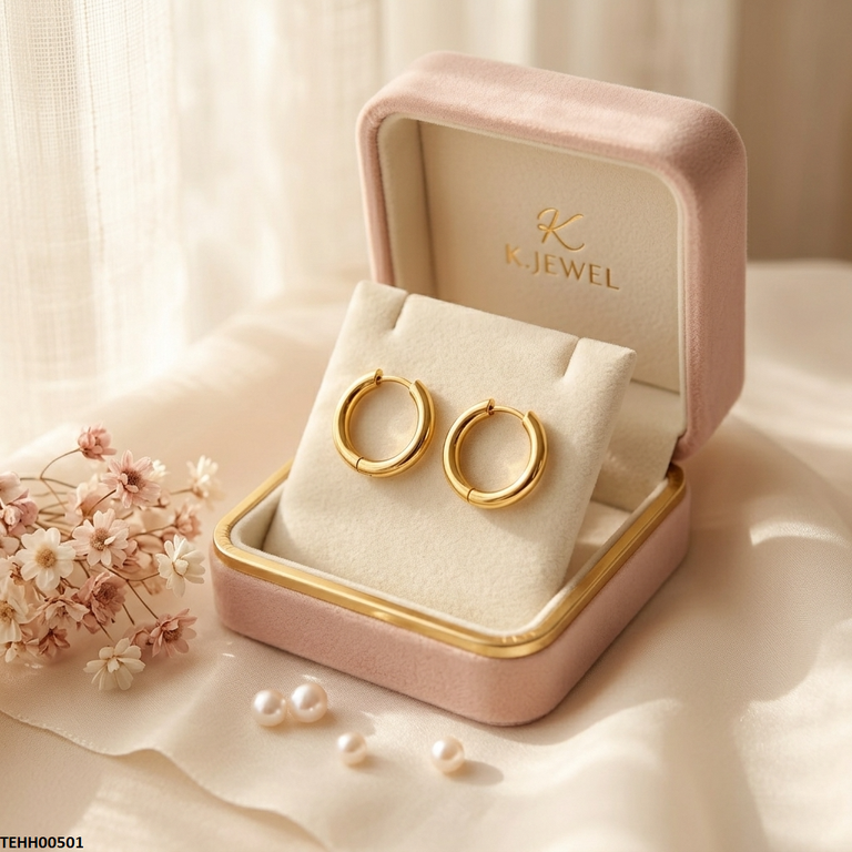 Round Stainless Steel Ear Hoops Pair