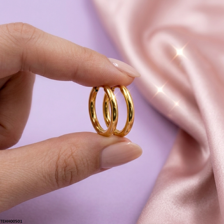 Round Stainless Steel Ear Hoops Pair
