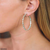 Tear/Round Stone Hoops Pair