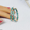 Tear/Round Stone Hoops Pair