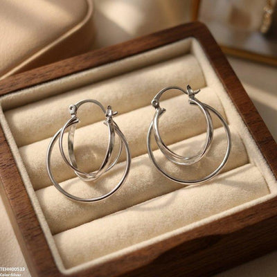 Round Layer Hoops Pair
