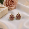 Round Stone Hoops Pair