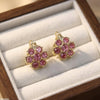Round Stone Hoops Pair