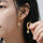 Zircon Flower Drop Hoops Pair