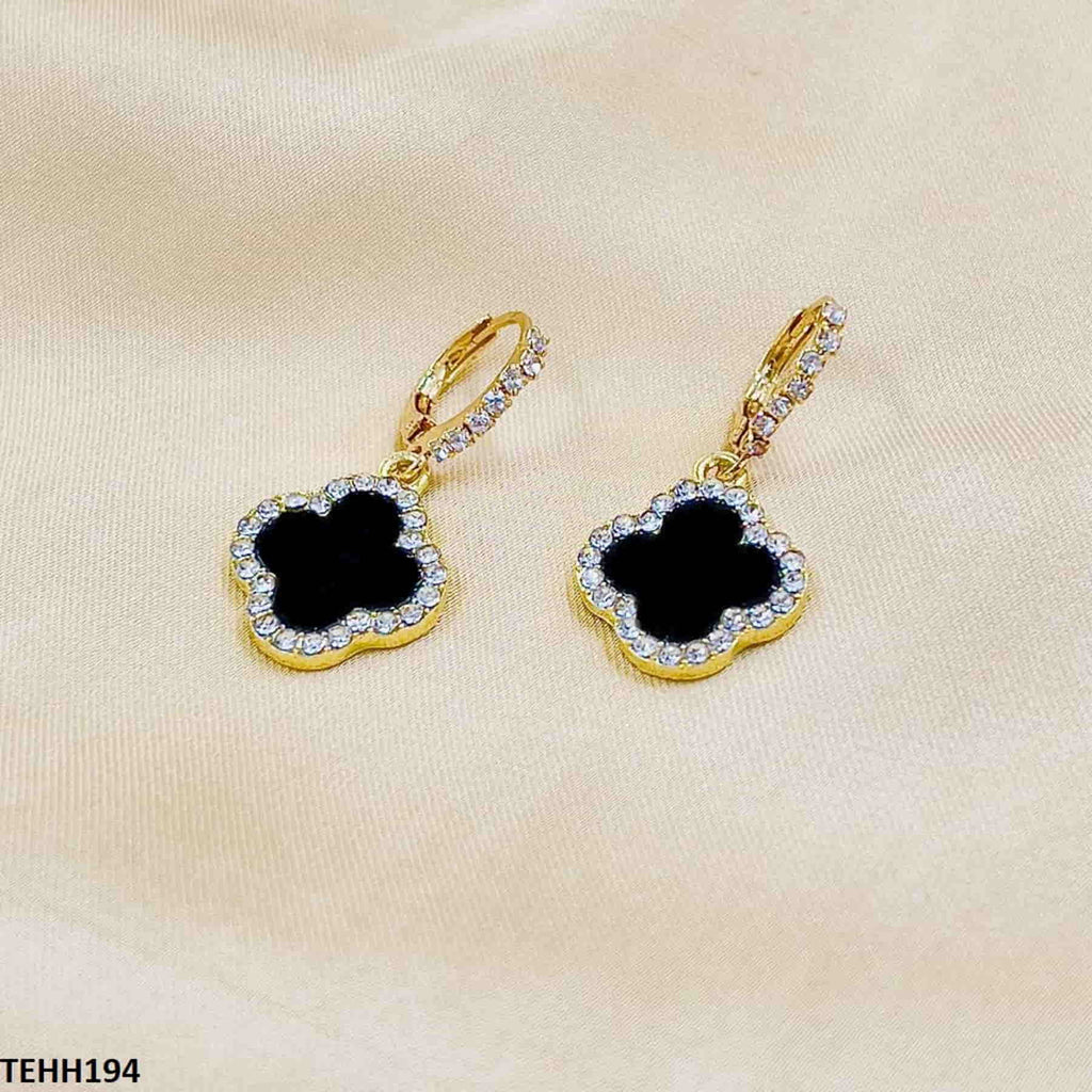 Clover Flower Ear Hoops Pair